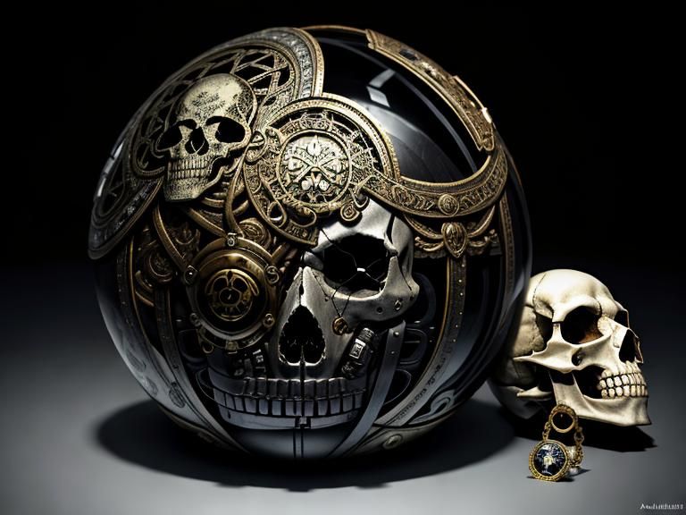 Bloody Skull Gas Mask Inside Bowling Ball