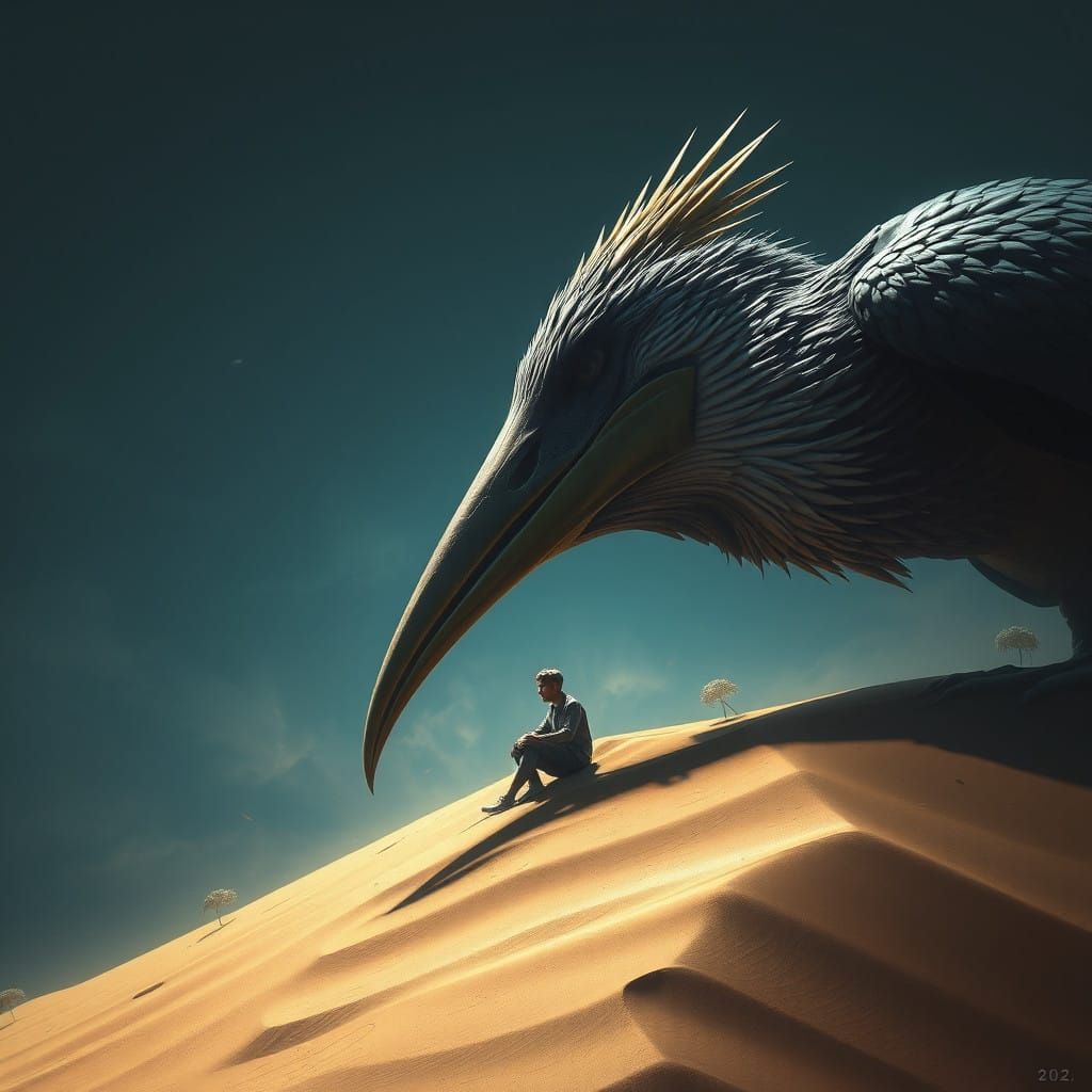 Ethereal Avian Guardian in Dark Fantasy Dunescape