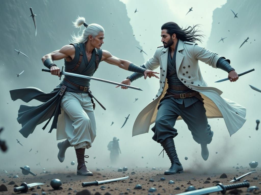 Epic Katana Battle on Misty Battlefield