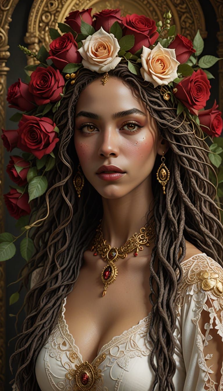 Ethereal Nordic-Persian Woman with Golden Halo