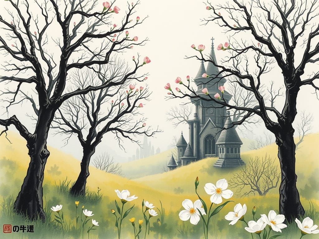 Elvish Cityscape in Escher Style