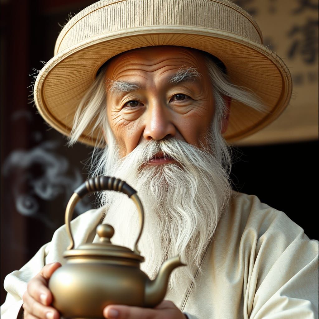 Elderly Master Wu in Traditional Chinese Attire