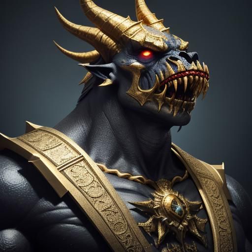 Golden Ogre Devourer in Eerie Fantasy Landscape