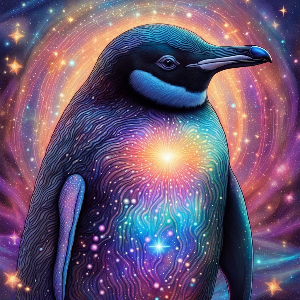 Cosmic Fairy Penguin in Astral Illustration