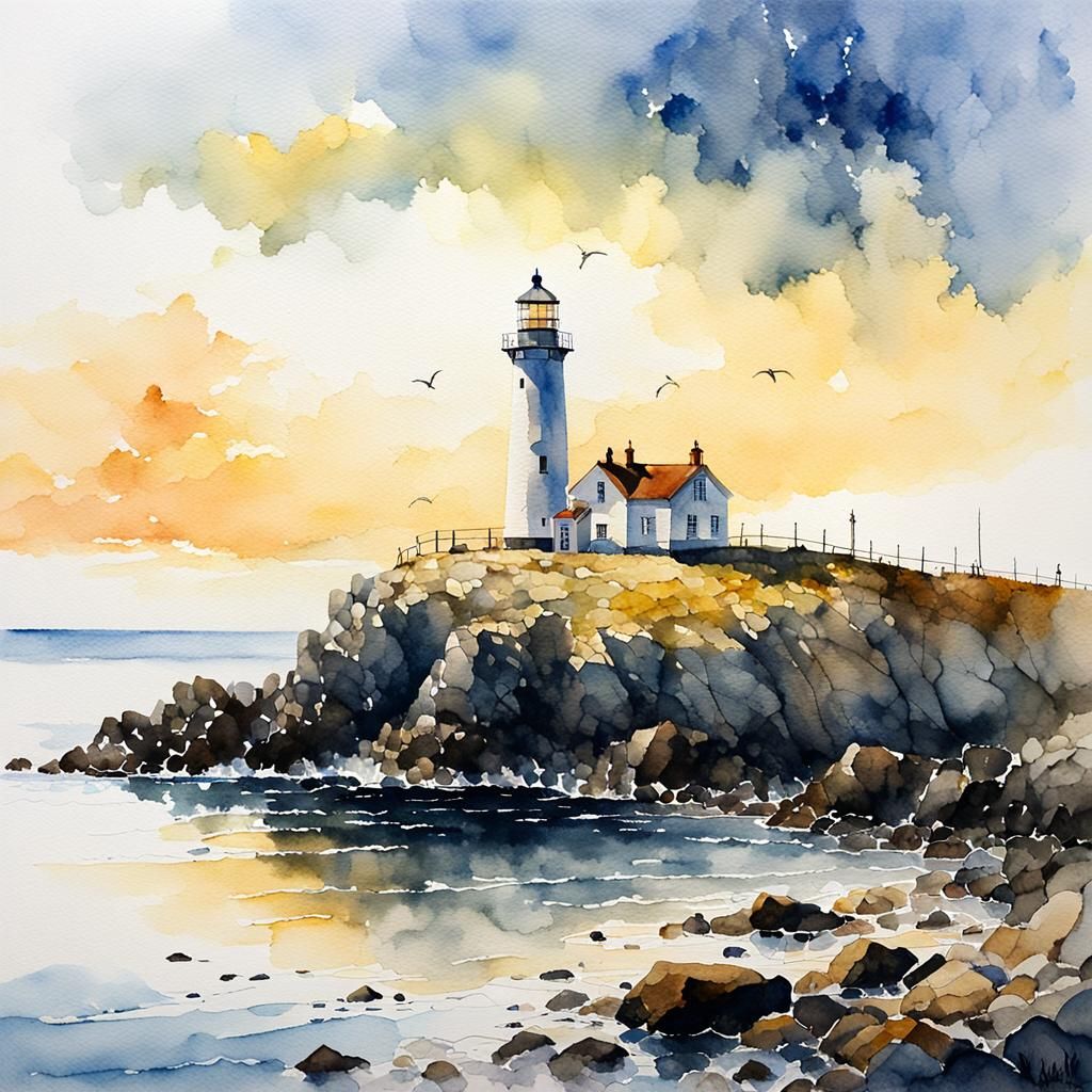 Lighthouse on a rocky shore