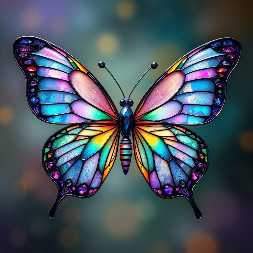 Crystal Butterfly in Art Nouveau Style