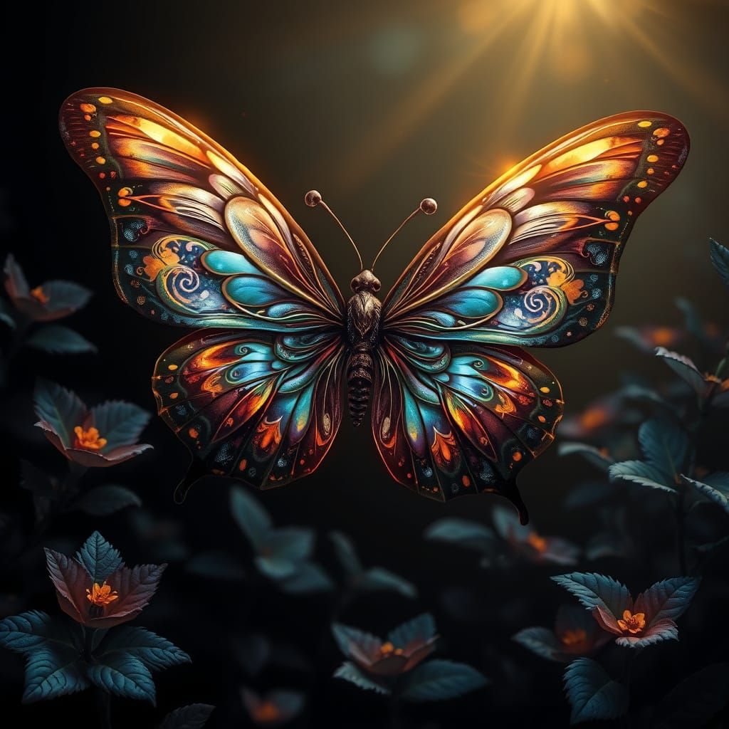 Majestic Butterfly in Whimsical Fantasy Style