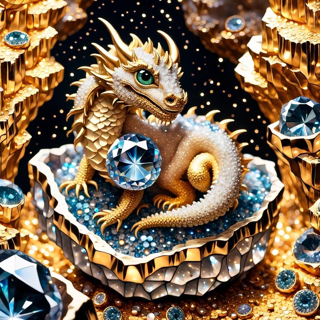 Sparkling Crystal Cave Dragon with Diamond