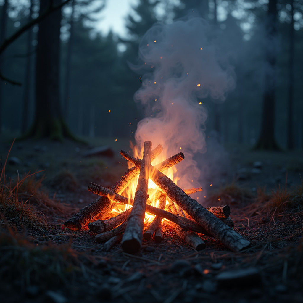 Campfire Smoke Forms Spirit of the Night