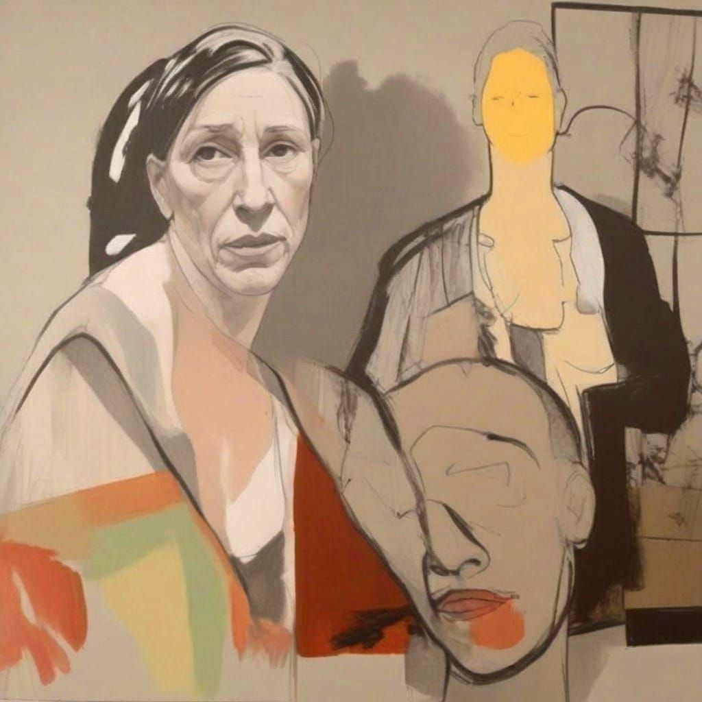 Portrait Study in Neutral Tones with Vibrant Accents