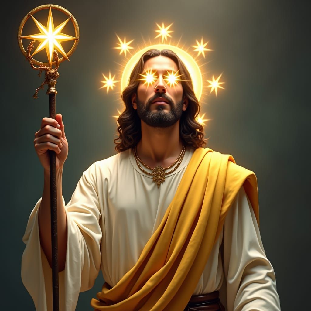 Jesus Christ with Star Staff: A Divine Portrait
