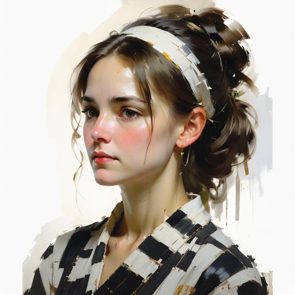 Female Sitter in White Room, Alla Prima Oil Sketch