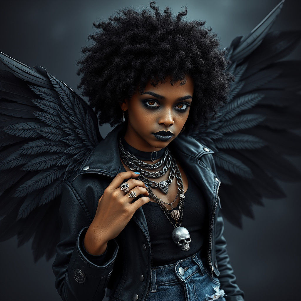 Gothic Teen with Wings in Matte Painting Style