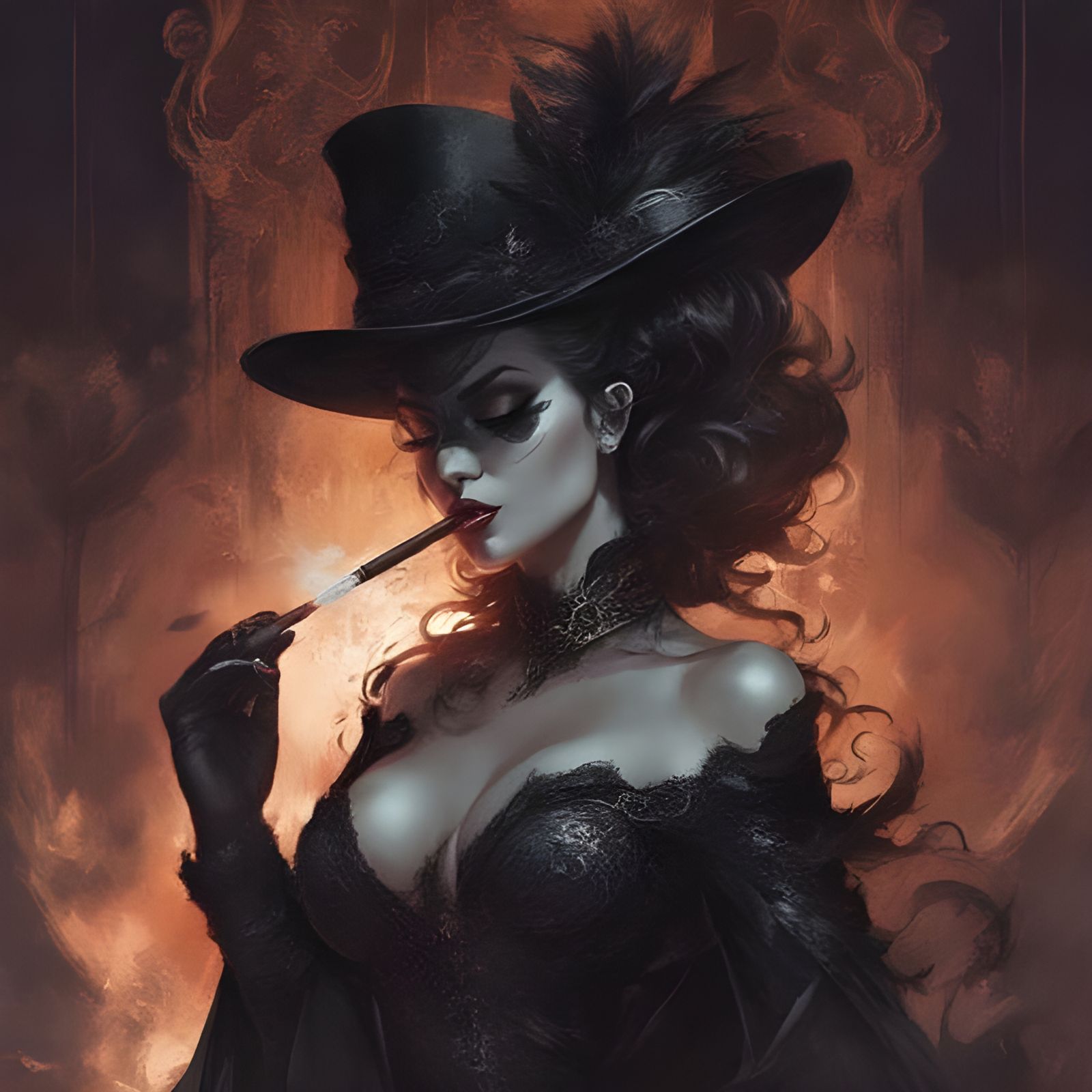 Beautiful Dark Mistress in Black Lingerie