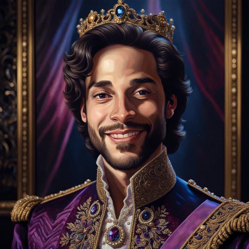 Charming Prince Portrait in Cinemagraph Oil Style