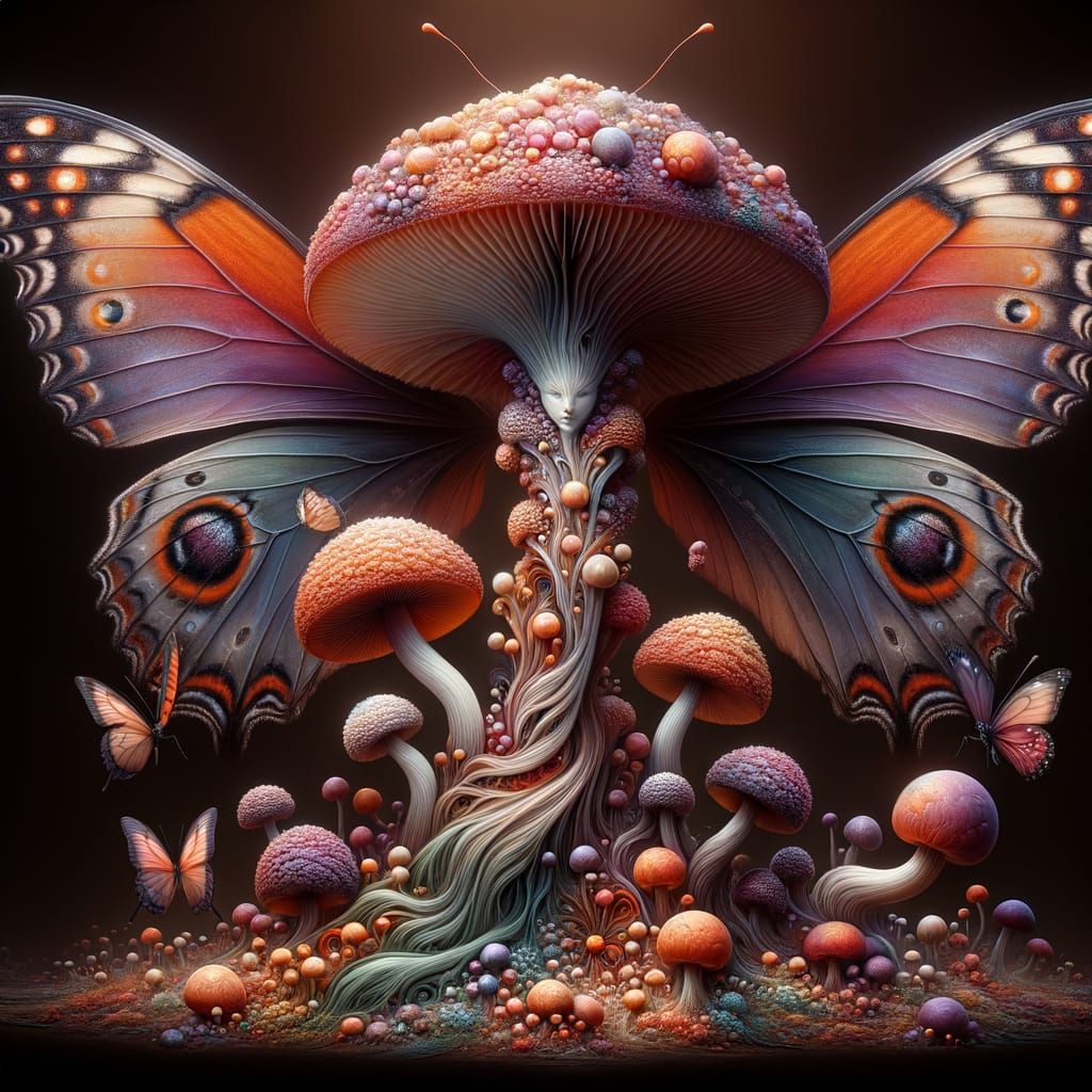 Mushroom Butterfly Hybrid in Fantasy Concept Art