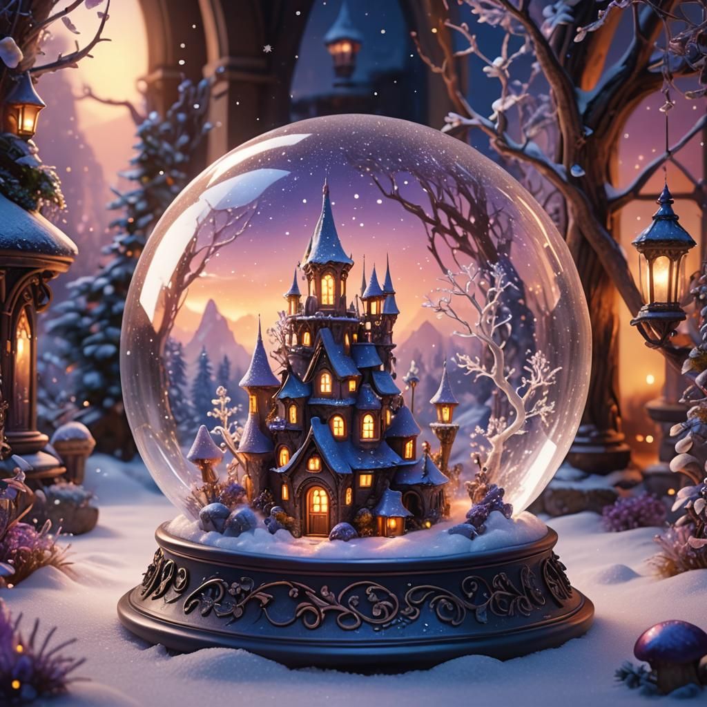 Magical Fairy Realm Inside Snowglobe as Matte Painting