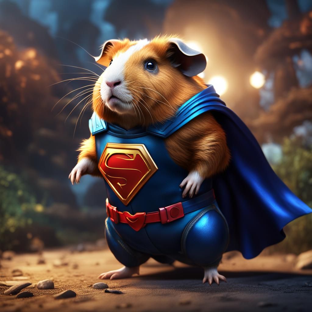 Guinea Pig Superhero in Detailed Digital Painting