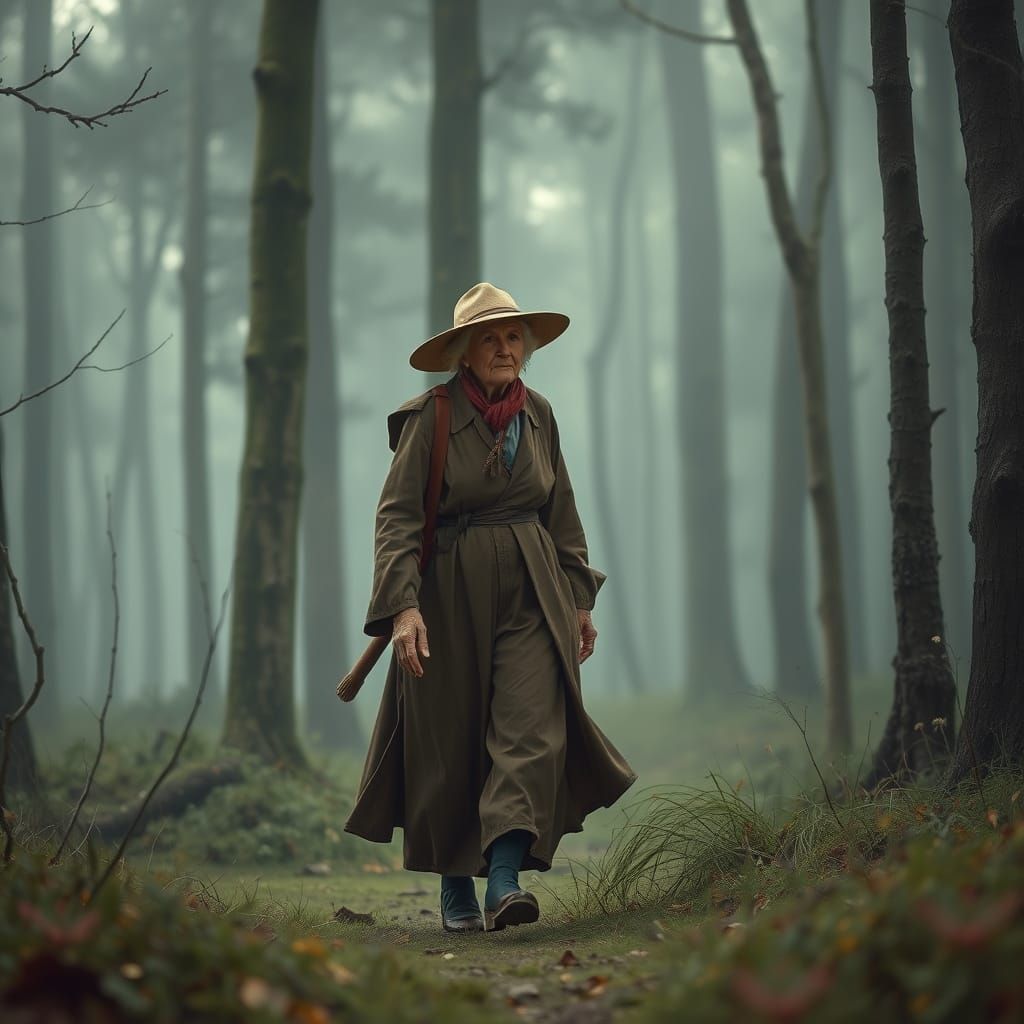 Elderly Forest Ranger in Dreamy Digital Art Style