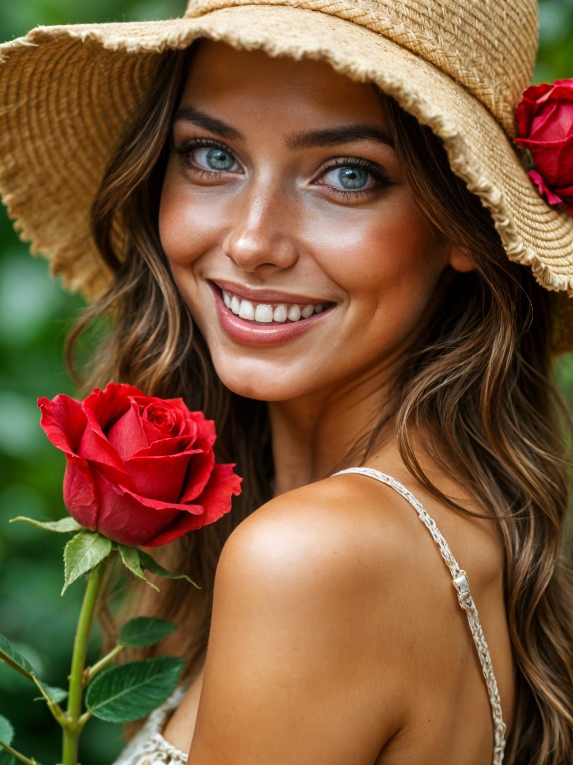 Portrait of a Young Woman in a Straw Hat