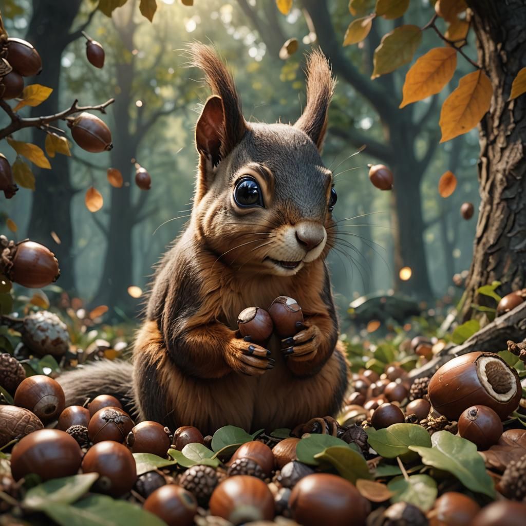 Intense Squirrel Portrait in Hyper-Realistic 3D Rendering