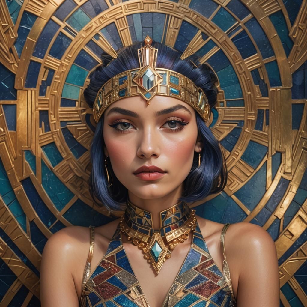 Art Deco Supermodel in Hyperrealistic Splash Art