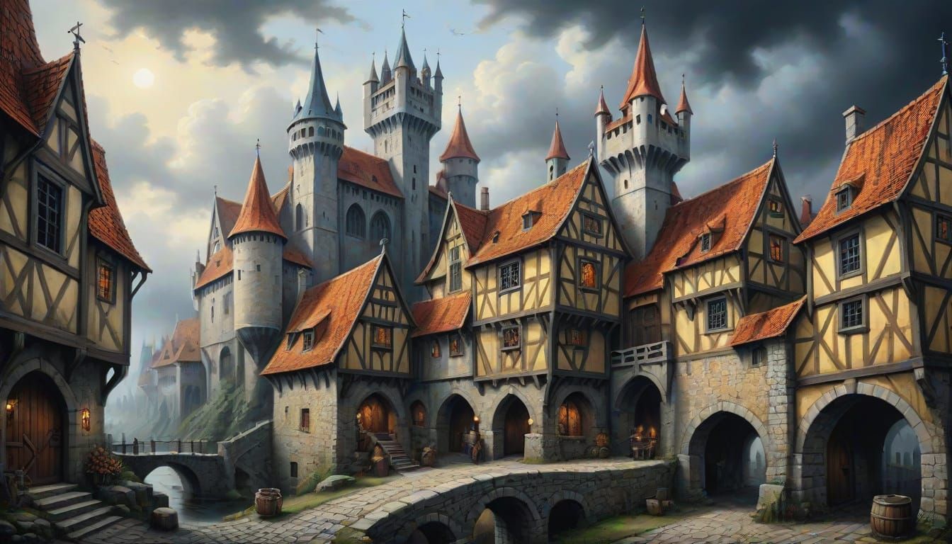 Medieval Castle in Dark Fantasy Style