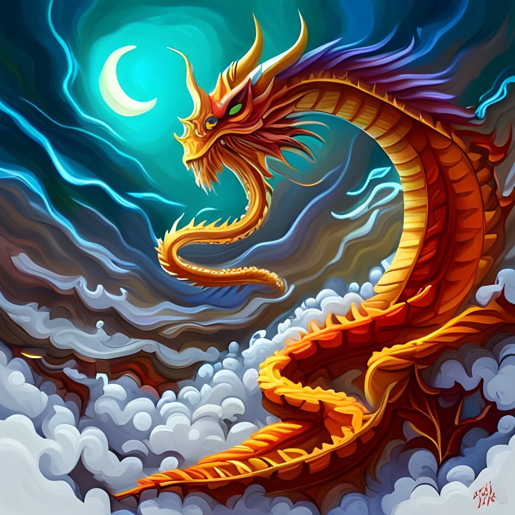 Dragon with Floral Vines in Graffiti Art