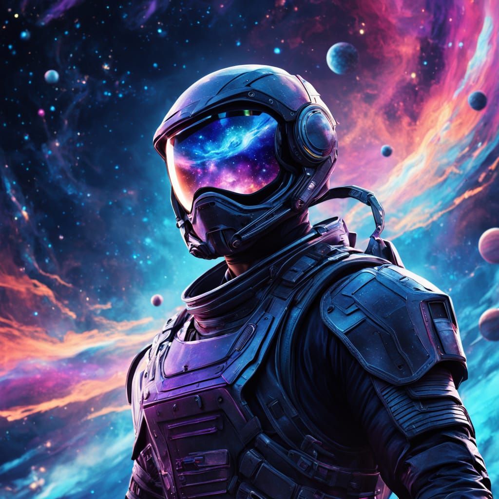 Galactic Ninja in Vibrant Digital Painting