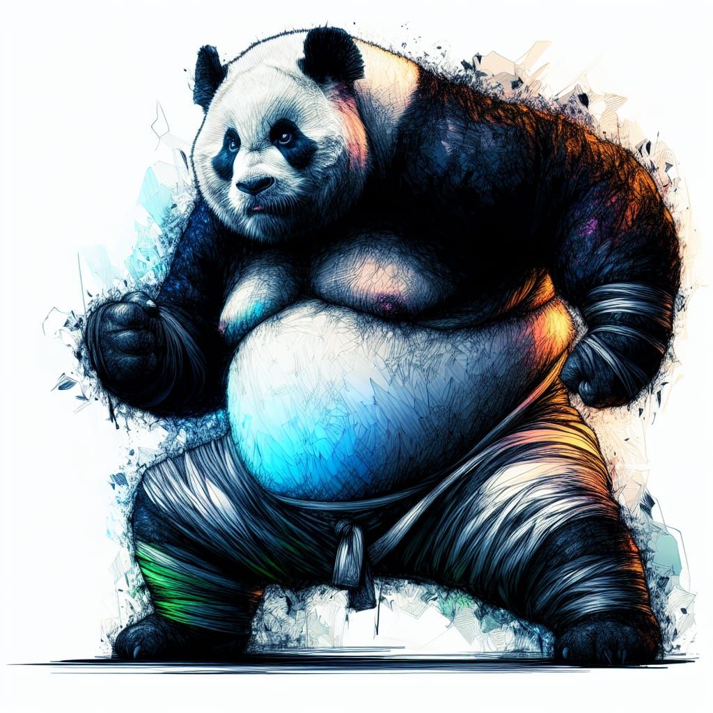 Fierce Kung-Fu Panda: A Dark Fantasy Anime Sketch