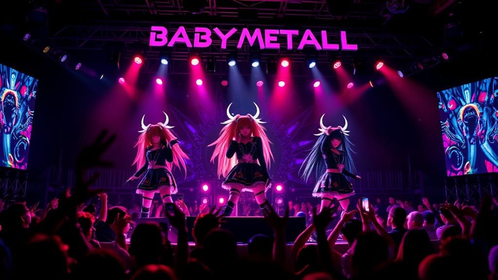 J-Pop Metal Goddesses Conquer Dark Arena in Neon Glory