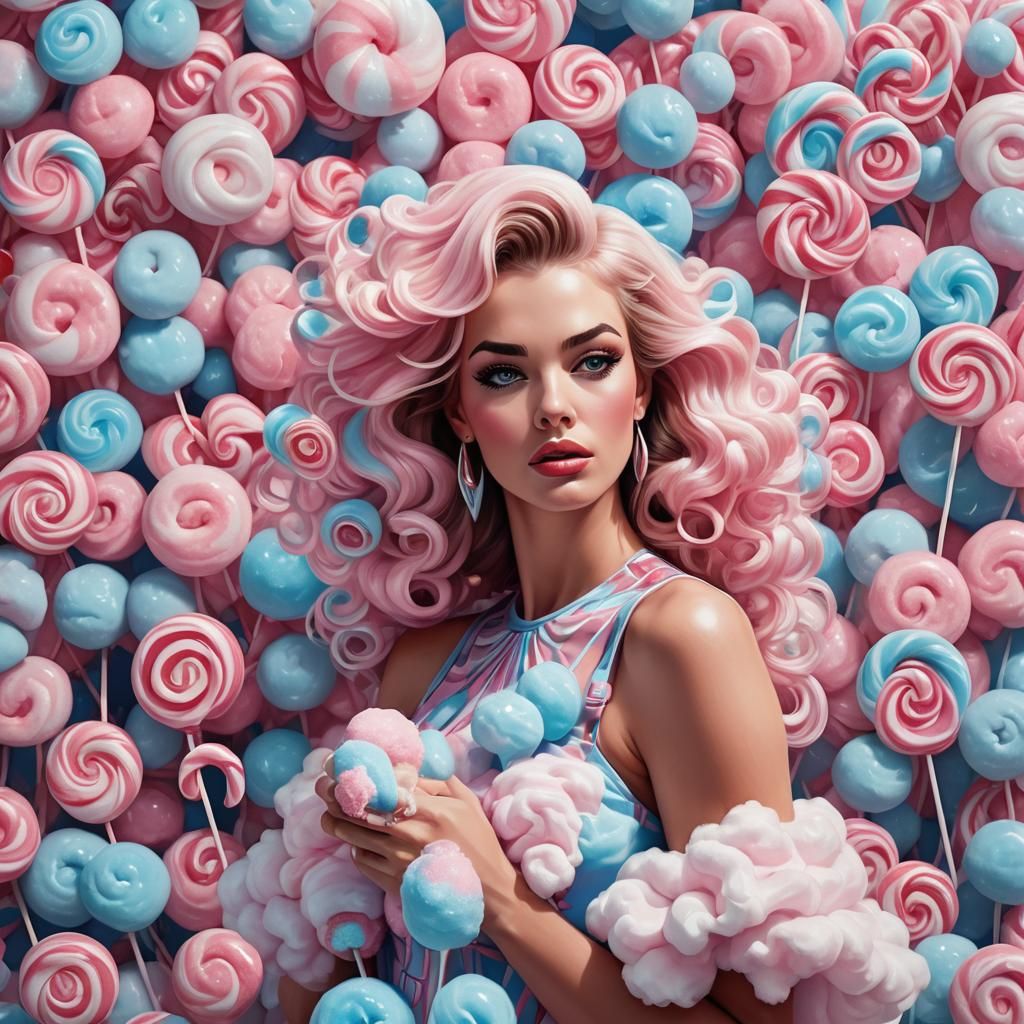 Cotton Candy Wonderland with Model, Hyper-Realistic Digital ...