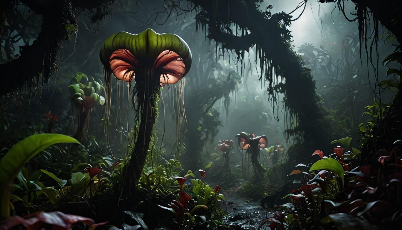 Menacing Carnivorous Plant in Eldritch Jungle