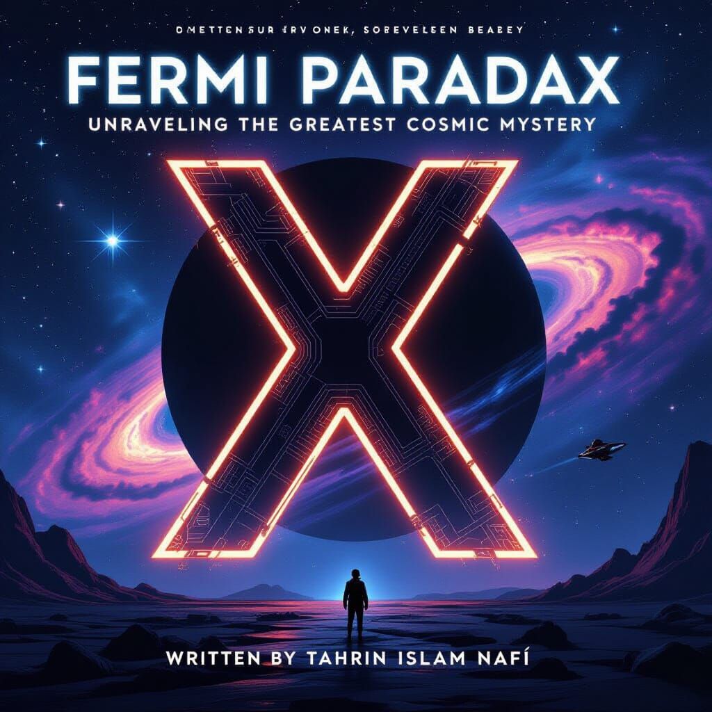 Sci-Fi Book Cover with Glowing X in Space, 8K