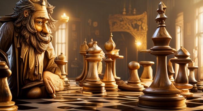 Wizard's Den with Chess Set in Art Nouveau Style