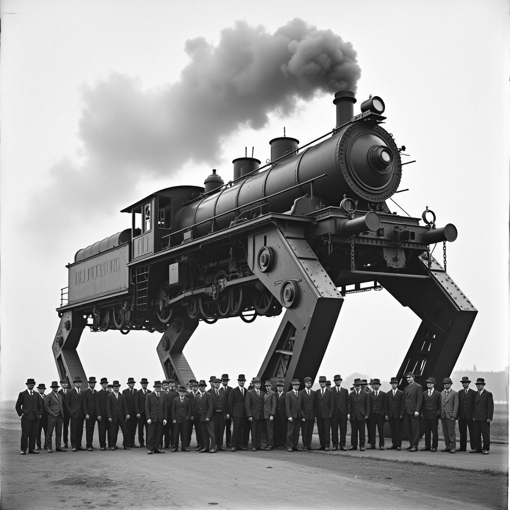 Steam Locomotive Walker in Vintage Photograph Style