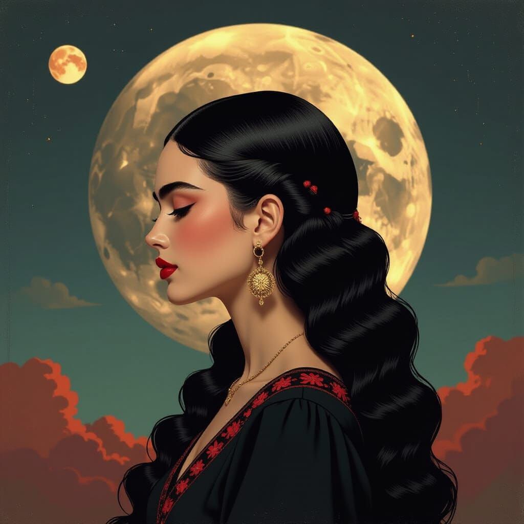 Beautiful Woman in Surreal Rothko-Giger Style