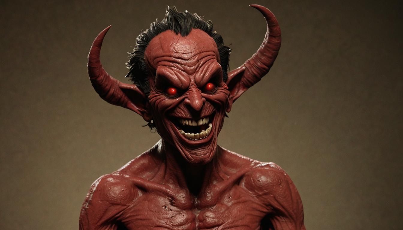 Horrors grotesque humour laughter of demons,
This is Satan! Talk show host, parallax infuses photorealism, ZBrush of inf...