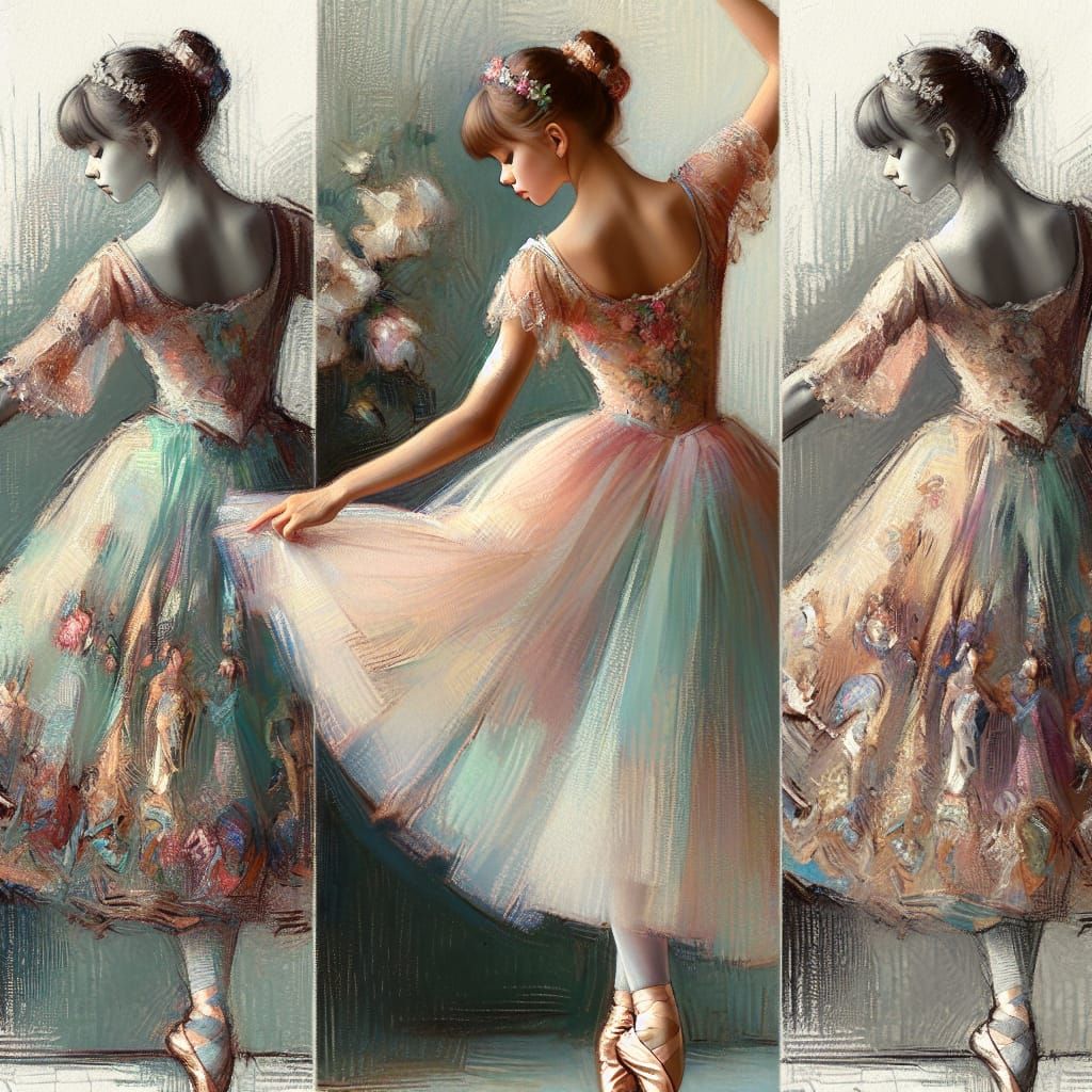 Ballet Dancer in Pastel Colors, Impressionistic Style
