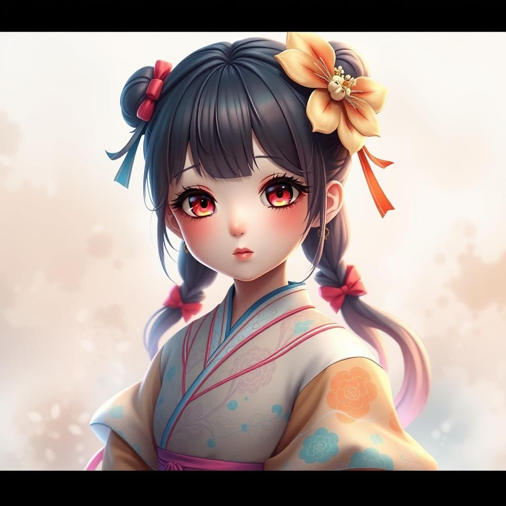 Expressive Anime Girl in Ultra-Realistic Digital Art