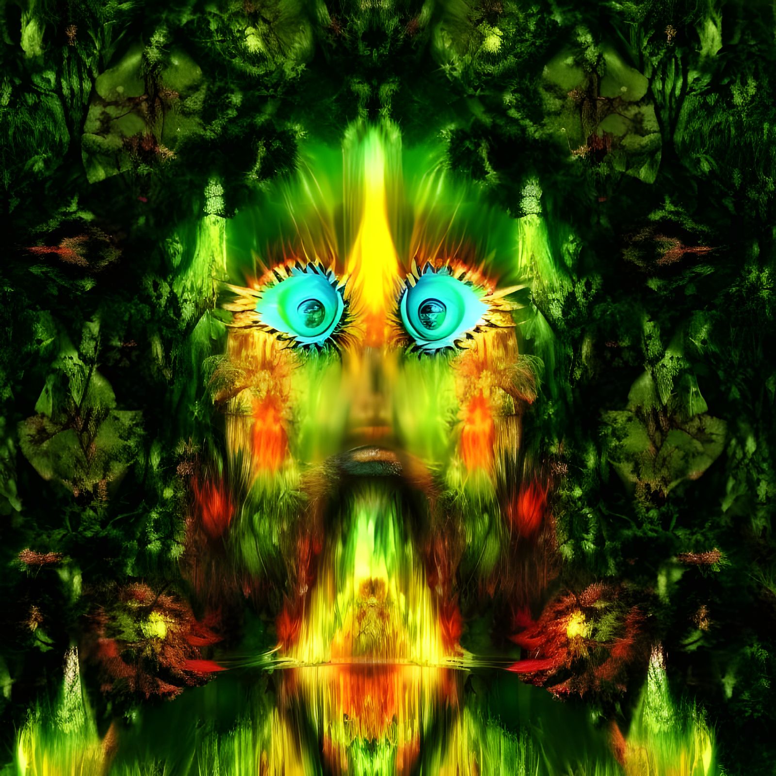 Mystical Faces of Nature in a Colorful Illusion