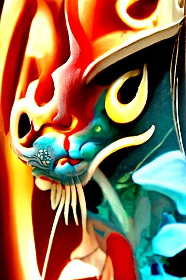 Cat in Peking Opera Mask, 3D Portrait