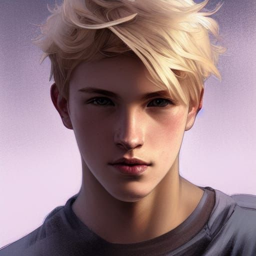 Hyperdetailed Portrait of Blonde Teenage Boy