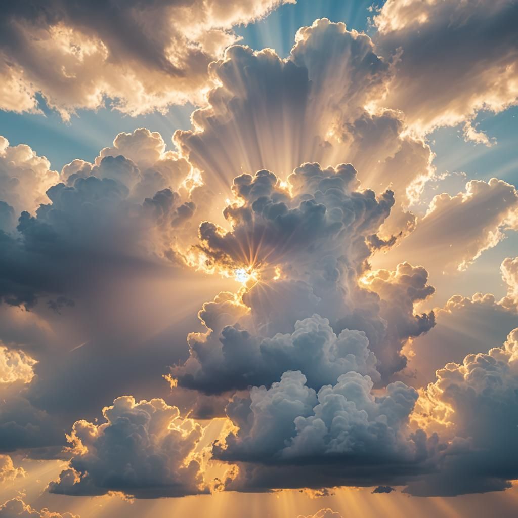 Ethereal Sun Amidst Heavenly Clouds