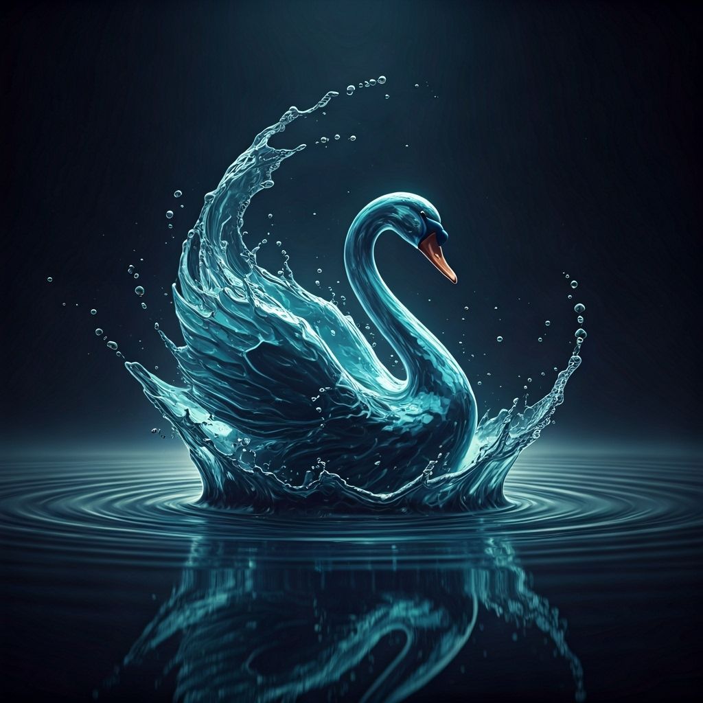 Elegant Water Swan Sculpture in Dreamlike Atmosphere