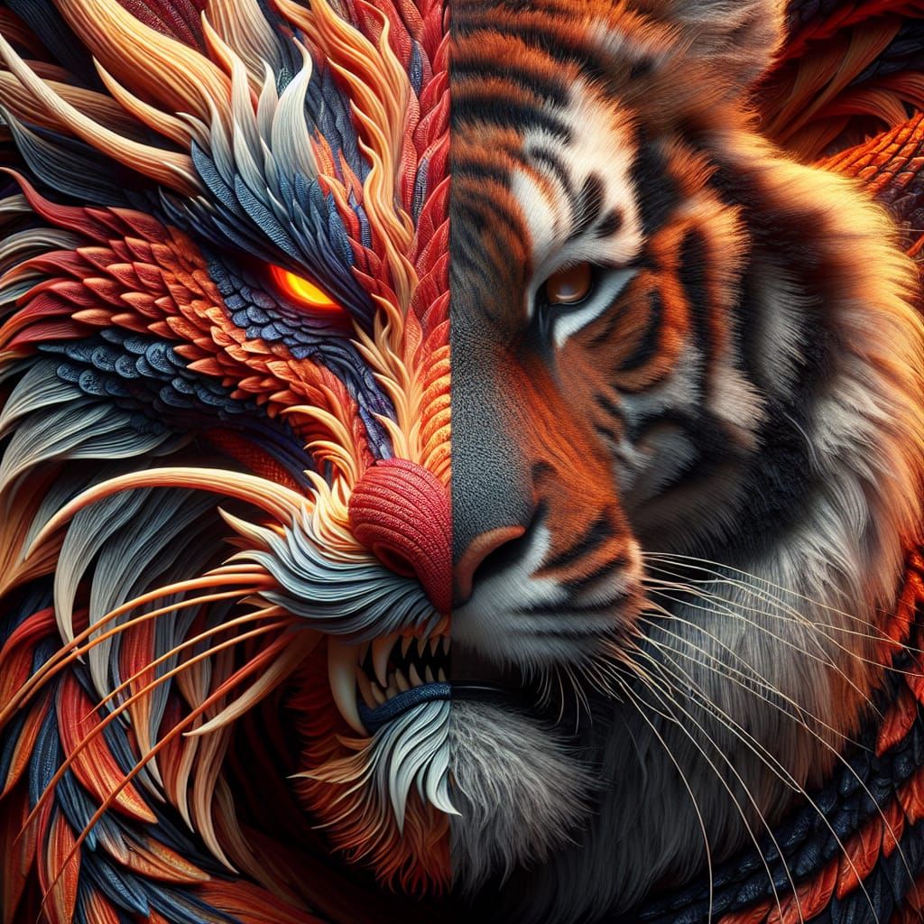 Tiger and Dragon: A Hyper-Detailed 3D Portrait