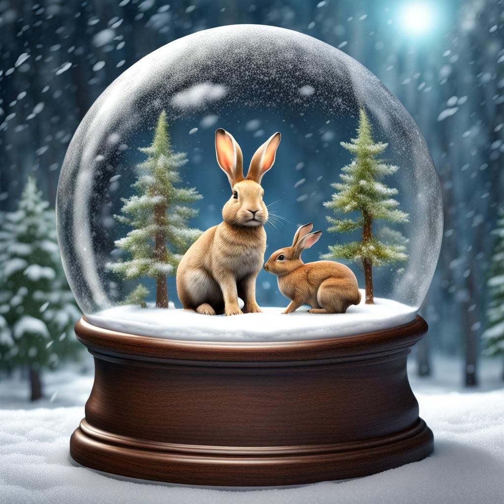 Snow Globe with Forest Animals in HDR