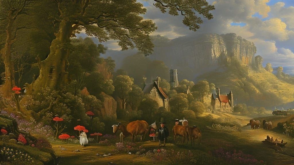 English Countryside Landscape in Constable Style