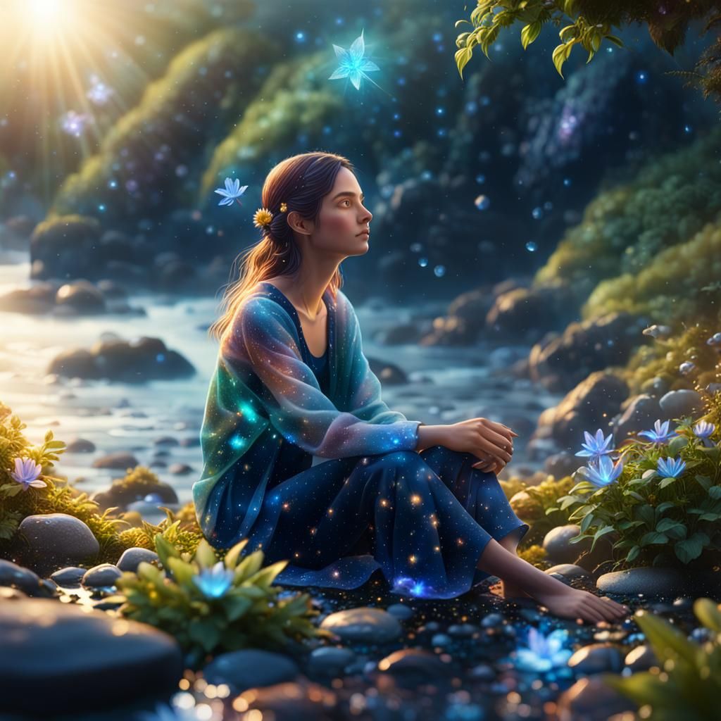 Dreamlike Radiant Bloom in Cosmic Splendor