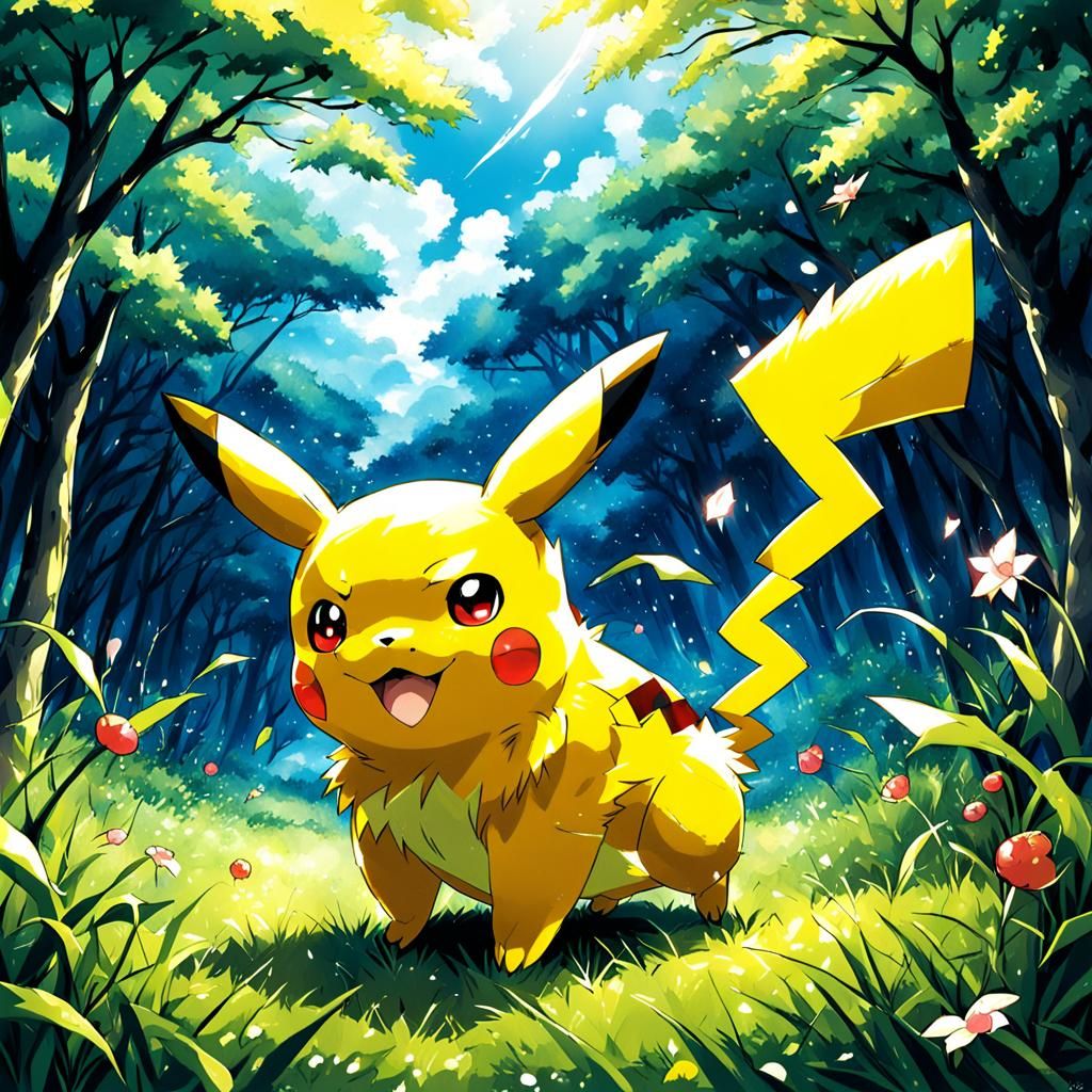 Pikachu in Anime Key Visual Style